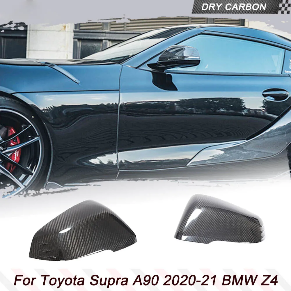 

Чехлы на автомобильные зеркала из сухого карбона для Toyota Supra A90 2020-2021 и BMW Z4, настоящая карбоновая крышка бокового зеркала заднего вида