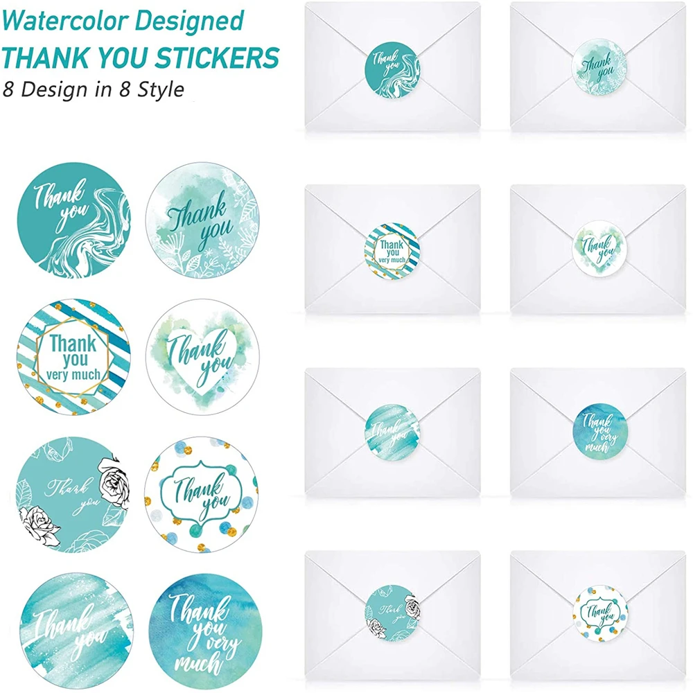 Rollo de pegatinas redondas de agradecimiento, pegatinas de decoración de flores, etiqueta de sellado de sobre, álbum de recortes, regalo de fiesta de boda, 1 pulgada, 500 Uds.