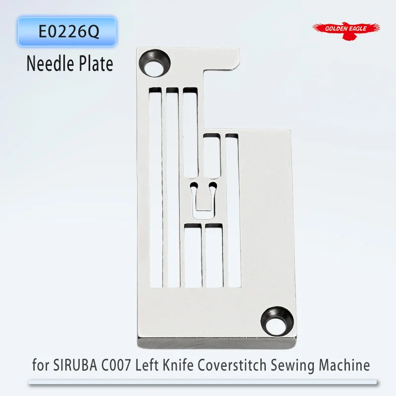 Placa de aguja Golden Eagle E0226Q para SIRUBA C007, cabeza cuadrada pequeña, cuchillo izquierdo, piezas de máquina de coser de punto cubierto