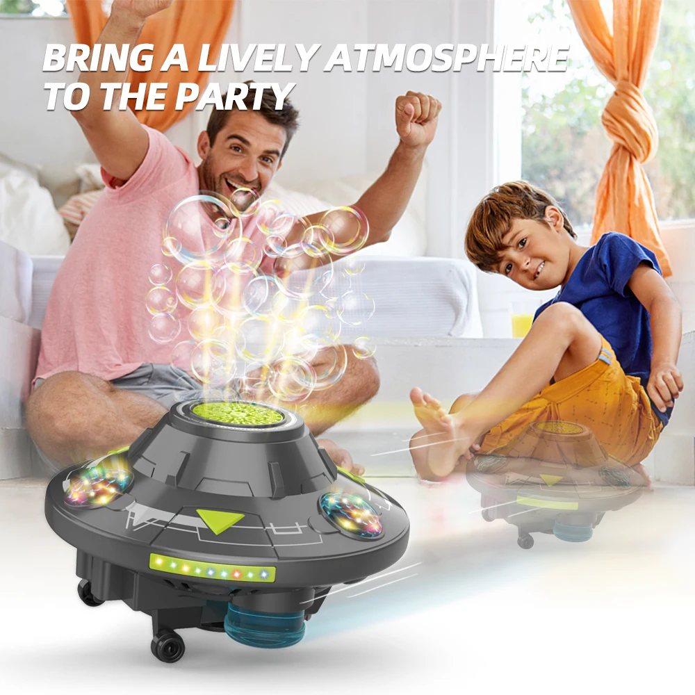 UFO Colorful Flying Disc Fully Automatic Electric Sound and Light Rotating Obstacle Avoidance Space Bubble Machine view 2