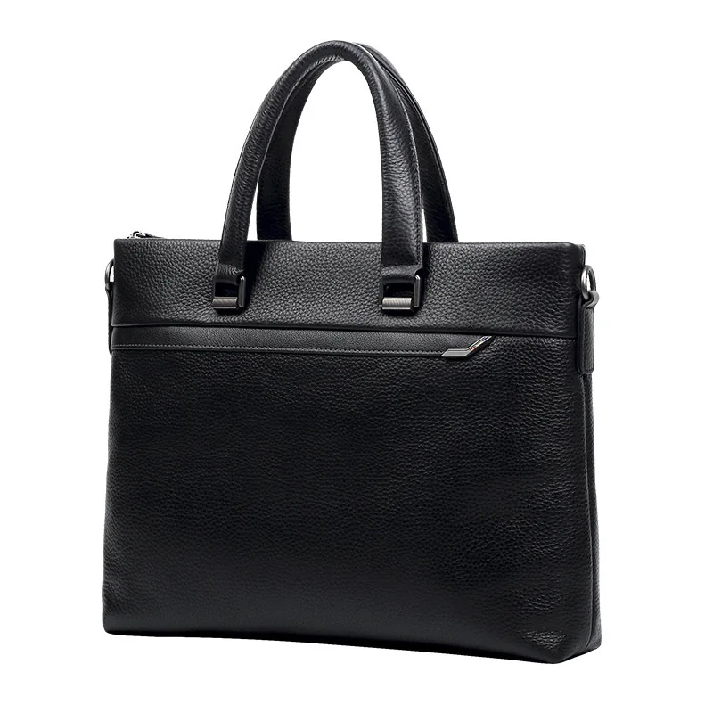 رجال الأعمال حقيبة يد الراقية العصرية حقيبة الطبقة العليا جلد البقر موضة عادية حقيقية حقيبة ساعي الرجال حقائب جلدية للرجال حقيبة #5