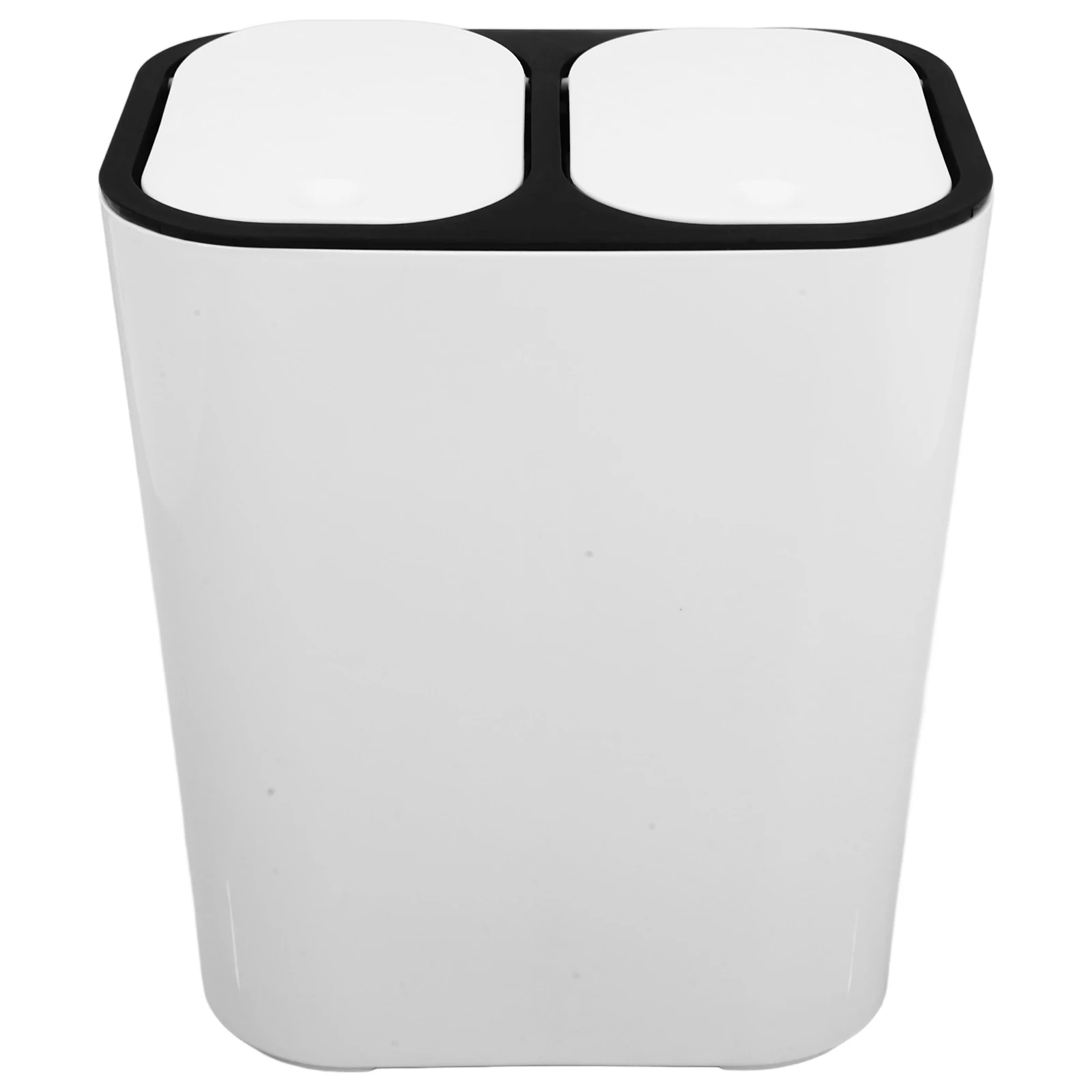 

Covered Dual Compartment Trash Can Compact Size Kitchen Living Room Dry Wet Separation Garbage Container Plastic Waste Bin