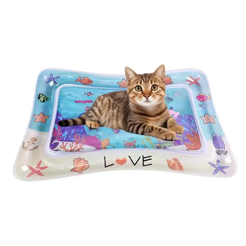 Water Sensory Play Mat Thickened Inflatable Water Mat For Cat And Dog Pet Playmat With Fish Sea Ocean Theme Sensory Toy Water