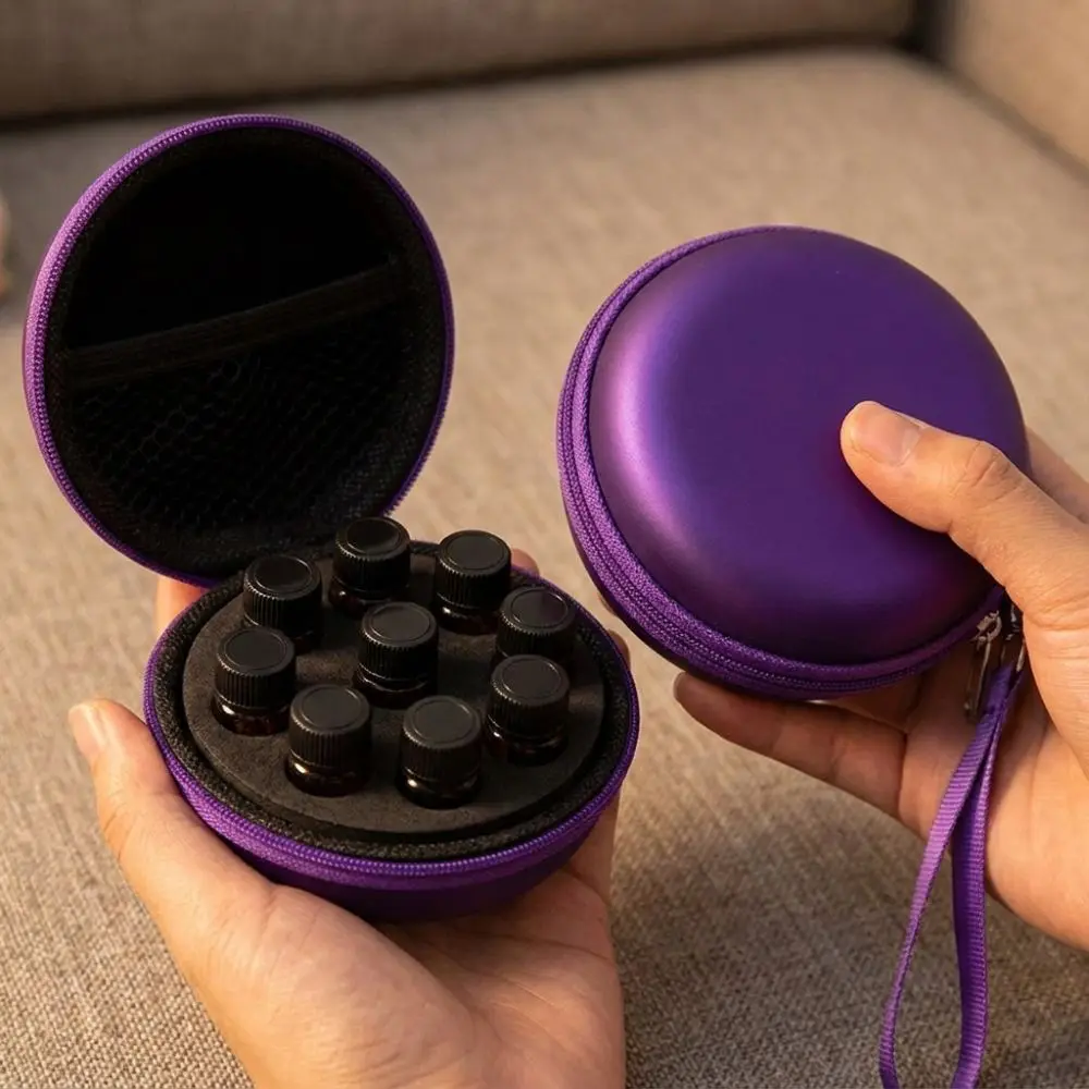 10 Bottles Capacity Essential Oil Storage Box 1-2ML Bottle Shockproof Travel Essential Oil Case Zipper Closure Hard Shell Bag