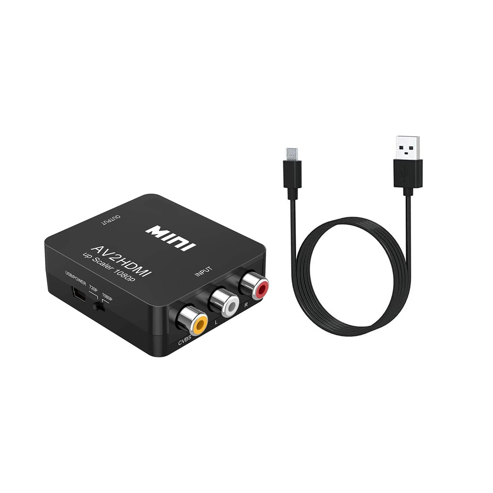 RCA to HDMI,AV to HDMI Converter,1080P Mini RCA CVBS Video Audio Converter Adapter PAL/NTSC for TV/PC/ PS3/ STB/Xbox VHS