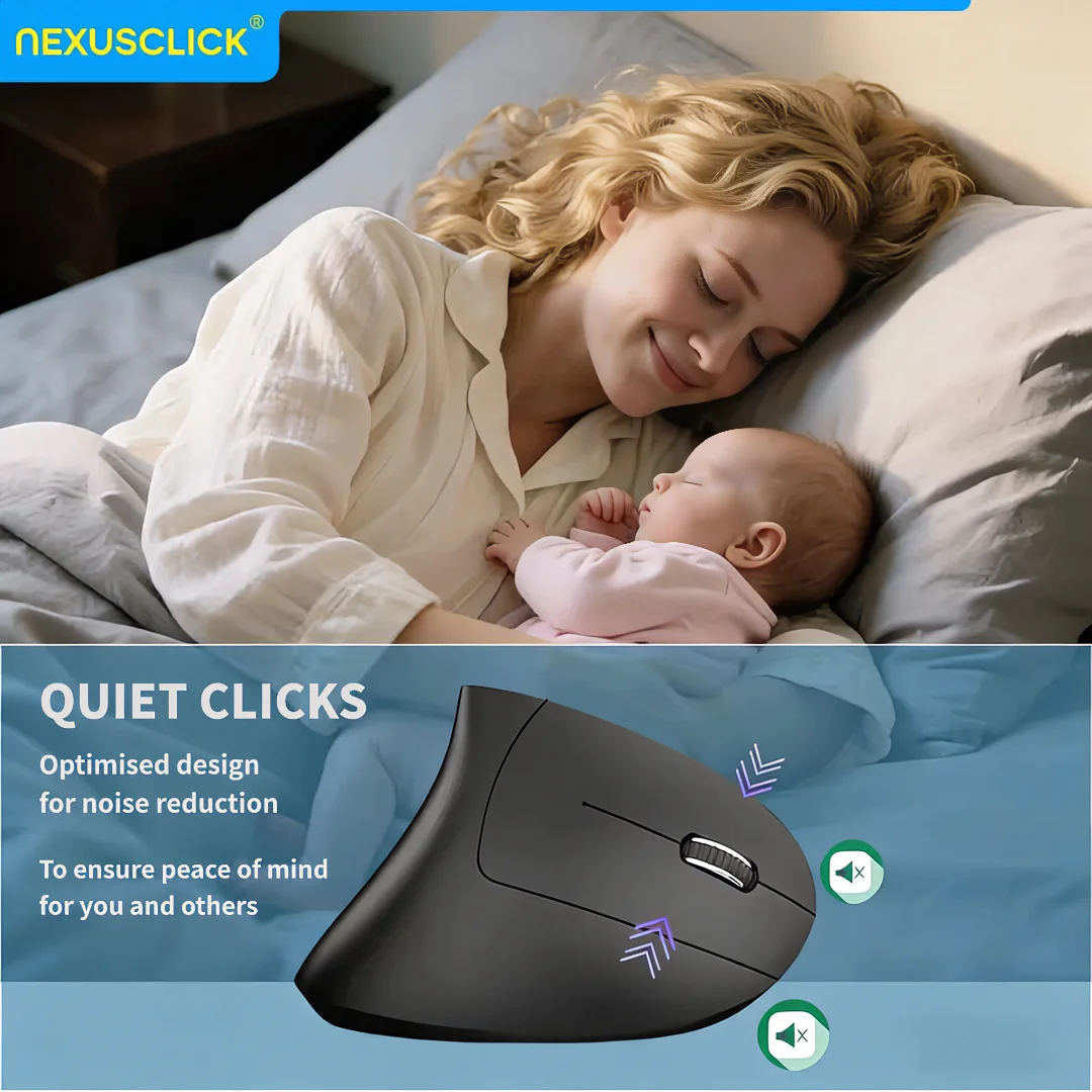 NexusClick Vertical Mouse Ergonomic 2.4G Wireless Optical Mice 3 Adjustable DPI 6 Buttons Mouse for Laptop Computer Office Gamer image 4