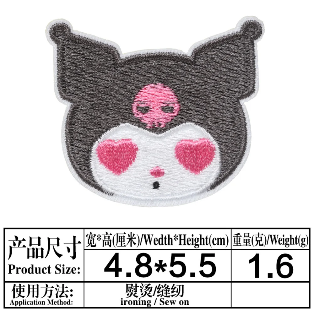 Cartoon  Kuromi Anime Melody Applique For Sew Child Clothes Iron on Embroidery Patches DIY Kwaii T-shirt Coat Decor Badge