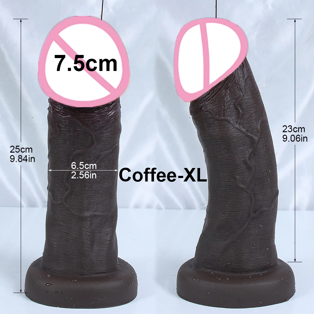 Super Realistic Coffee Dildo Huge Big Glans Sexy Penis Adults Dick Suction Cup Thrusting Anal Sex Toys For Woman 18+ Masturbator