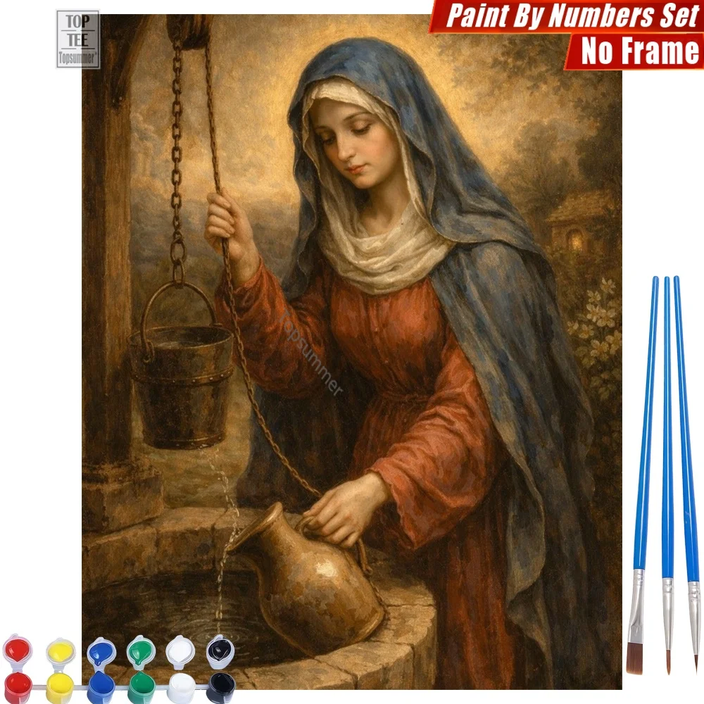 

Serene Well Woman Digital Oil Paints Kit - Drawing Water Devout Creative Family Fun Thanksgiving Gift For Mom