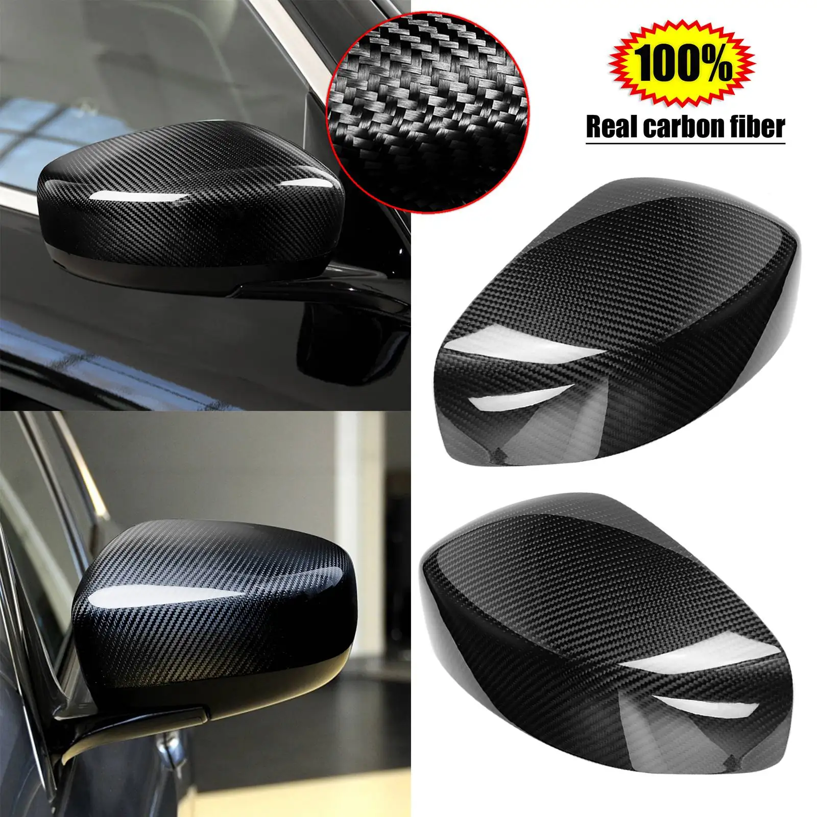 FOR INFINITI G25 G37 Q40 Q60 PAIR CARBON FIBER DIRECT ADD-ON MIRROR COVER