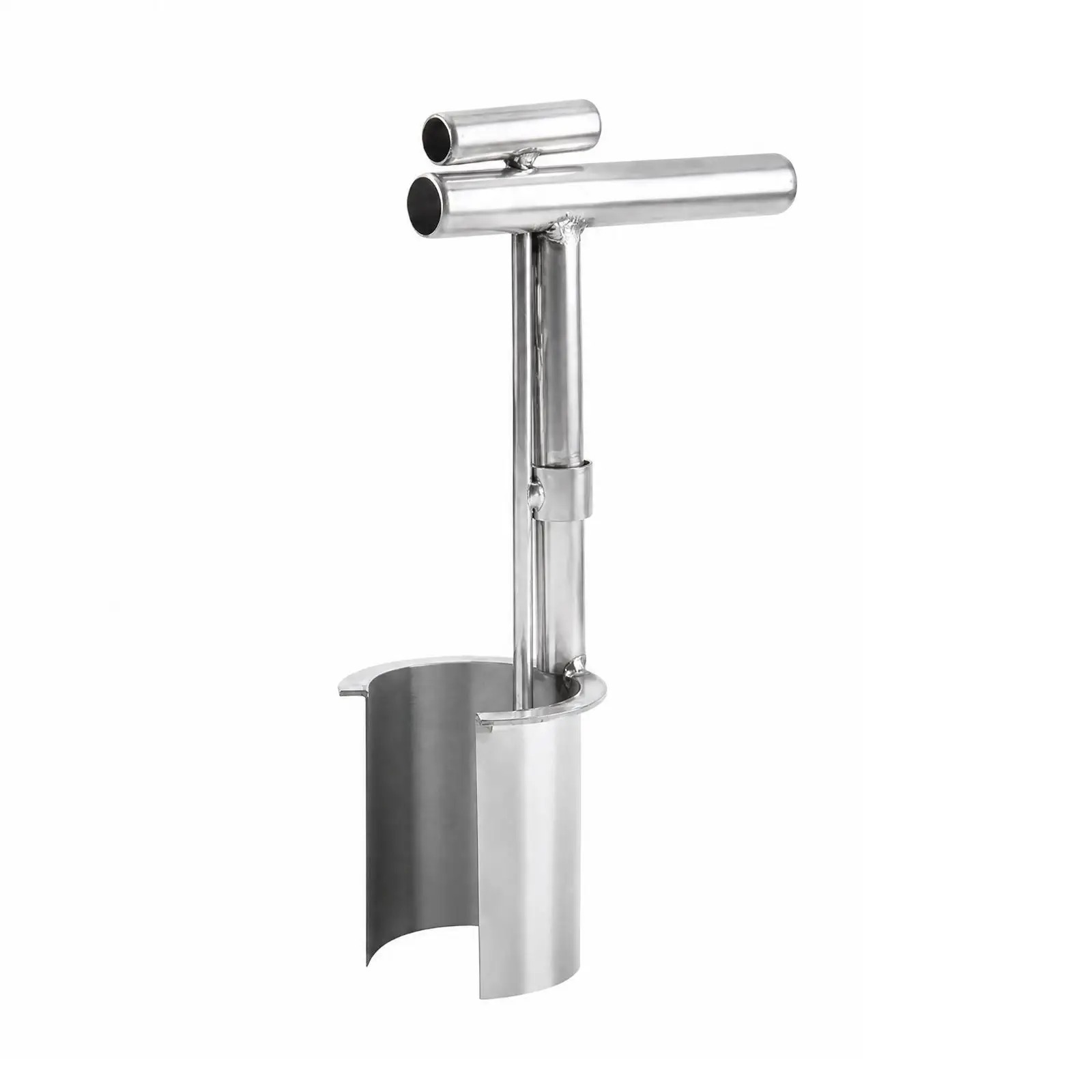 Handheld Plant Transplanter Tool with T Handle and Split Cup Galvanized for Seedling Relocation and Soil Plug Removal