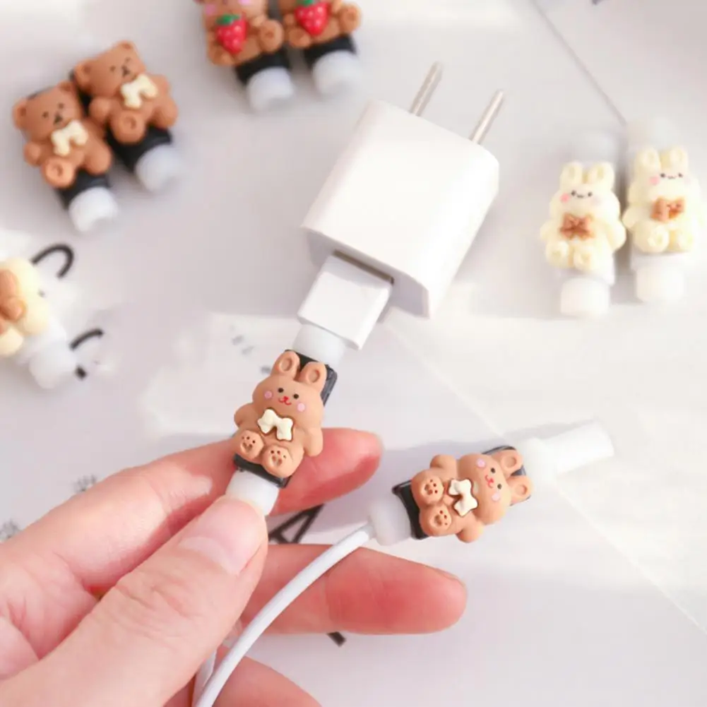 1 Paar Datakabel Beschermhoes Cartoon Siliconen Kabel Winder Universele Oortelefoon Datalijn Beschermhoes Kabel Organizer