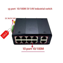 10 ports 10/100M 12V-54V Ethernet industrial swith