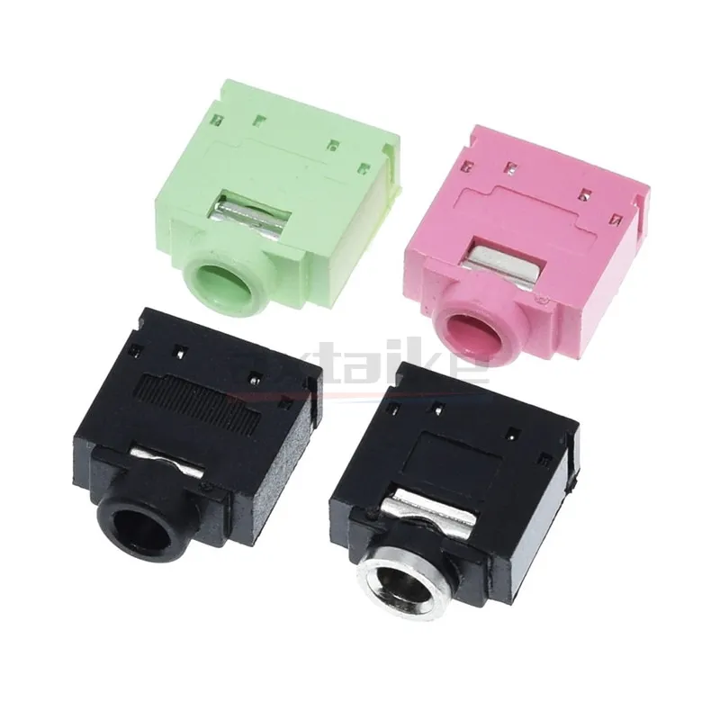 

10PCS 3.5mm Stereo Jack Socket Audio Jack Female Connector PCB 3F07 PJ-307 PJ307 5Pin Headphone Jack Black Green Pink