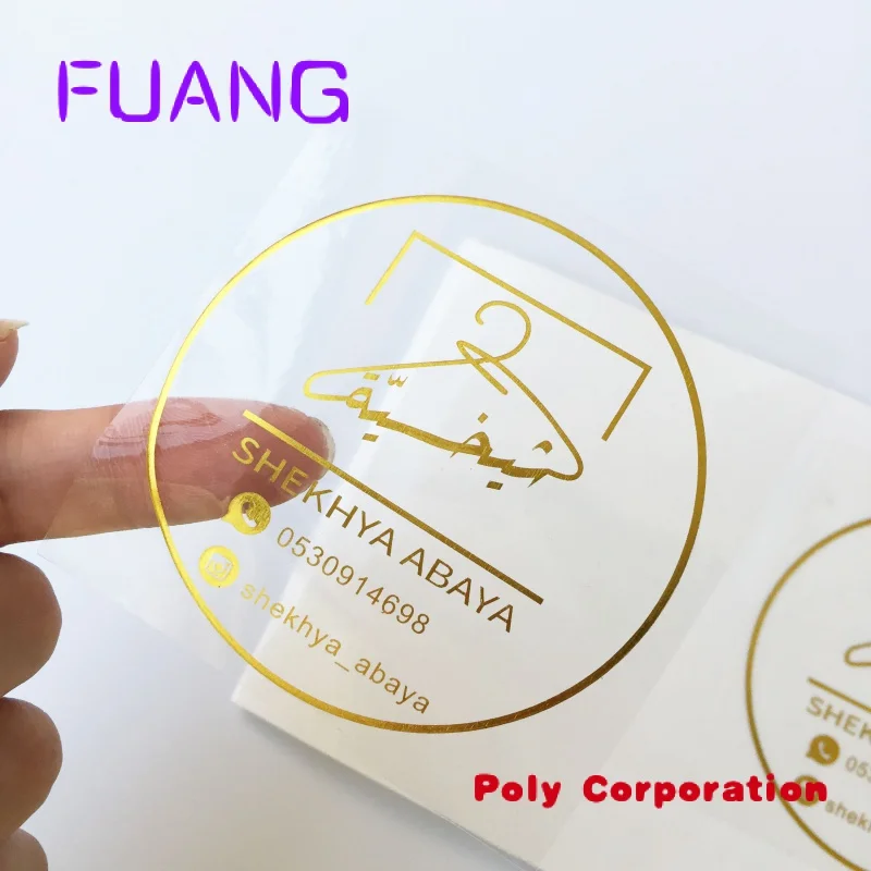 Custom  Very Cheaper Custom PVC Gold Foil Sticker  LogoSelf Adhesive Transparent Round Label Stickers Printing