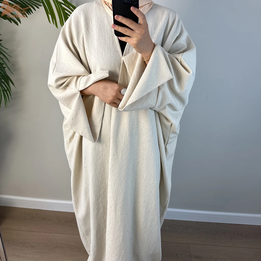 Elegante abito invernale musulmano modesto per le donne Eid arabo Dubai Kimono Abaya cappotto islamico a maniche lunghe vestiti abito caftano marocchino