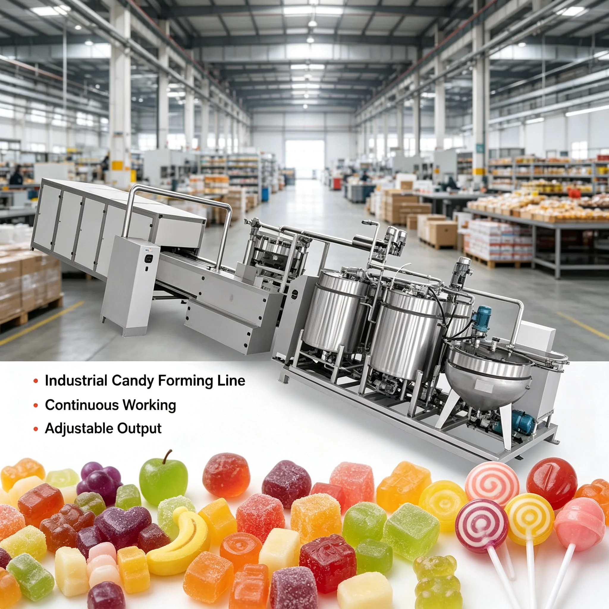 Lollipop Production Line Large Capacity Candy Forming Machine For Sour Fruit Hard Candy Custom Production Customized