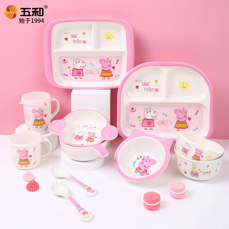 Peppa Pig Kinder-Geschirrset - Unzerbrechliche Babyschüsseln, Teller & Fütterungsbehälter, Niedliches Design als Kindergeschenk, Komplettes Geschirrset