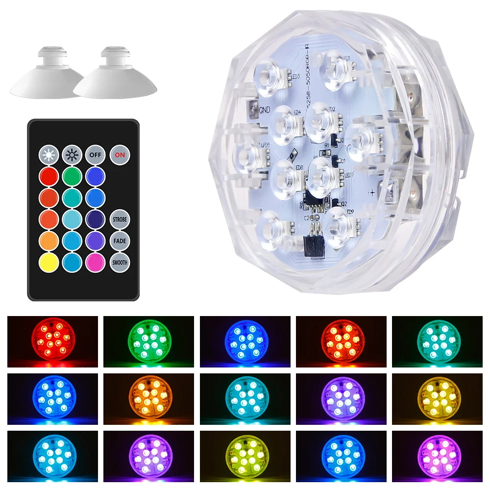 RGB LED onderwaterlicht Zwembadlamp Waterdicht Buiten Feest Bruiloft Vaas Vijver Decor Nachtverlichting AAA-batterijen aangedreven