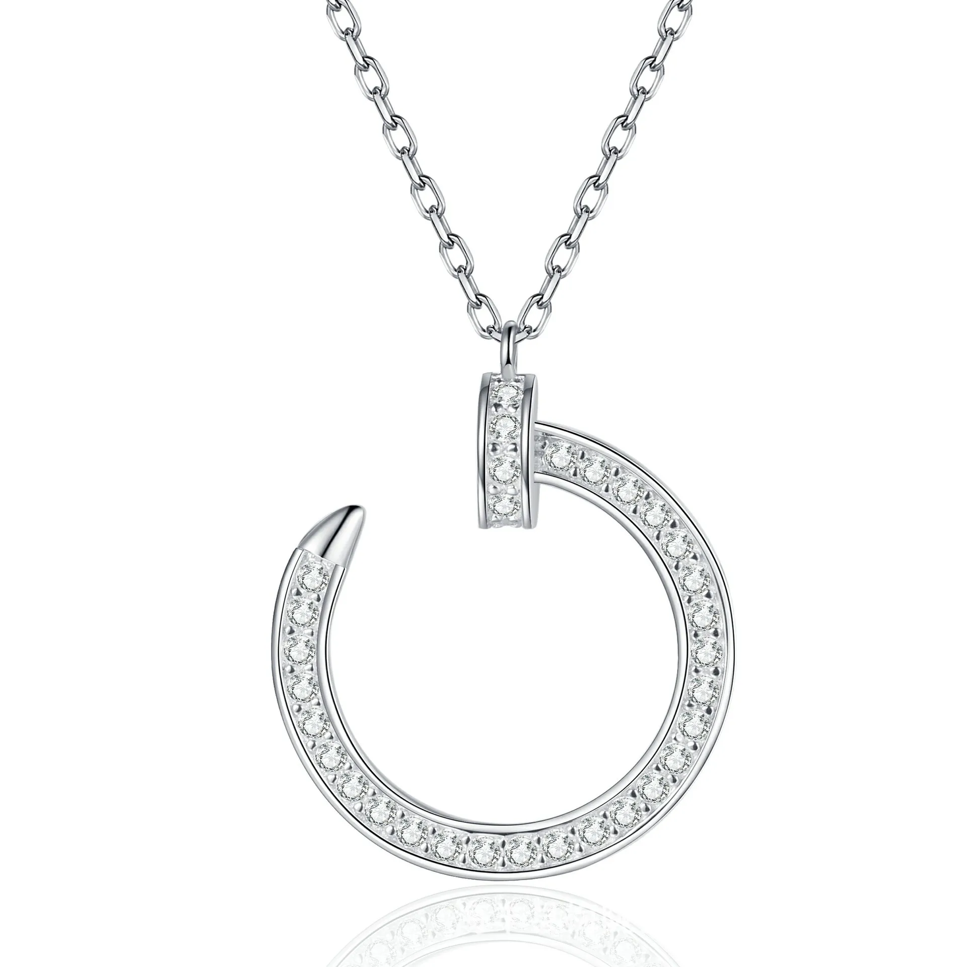 

Колье-цепочка TY 0.48CT из стерлингового серебра 925 пробы с подвеской-гвоздиком, полностью инкрустированной бриллиантами, и муассанитом D VVS1