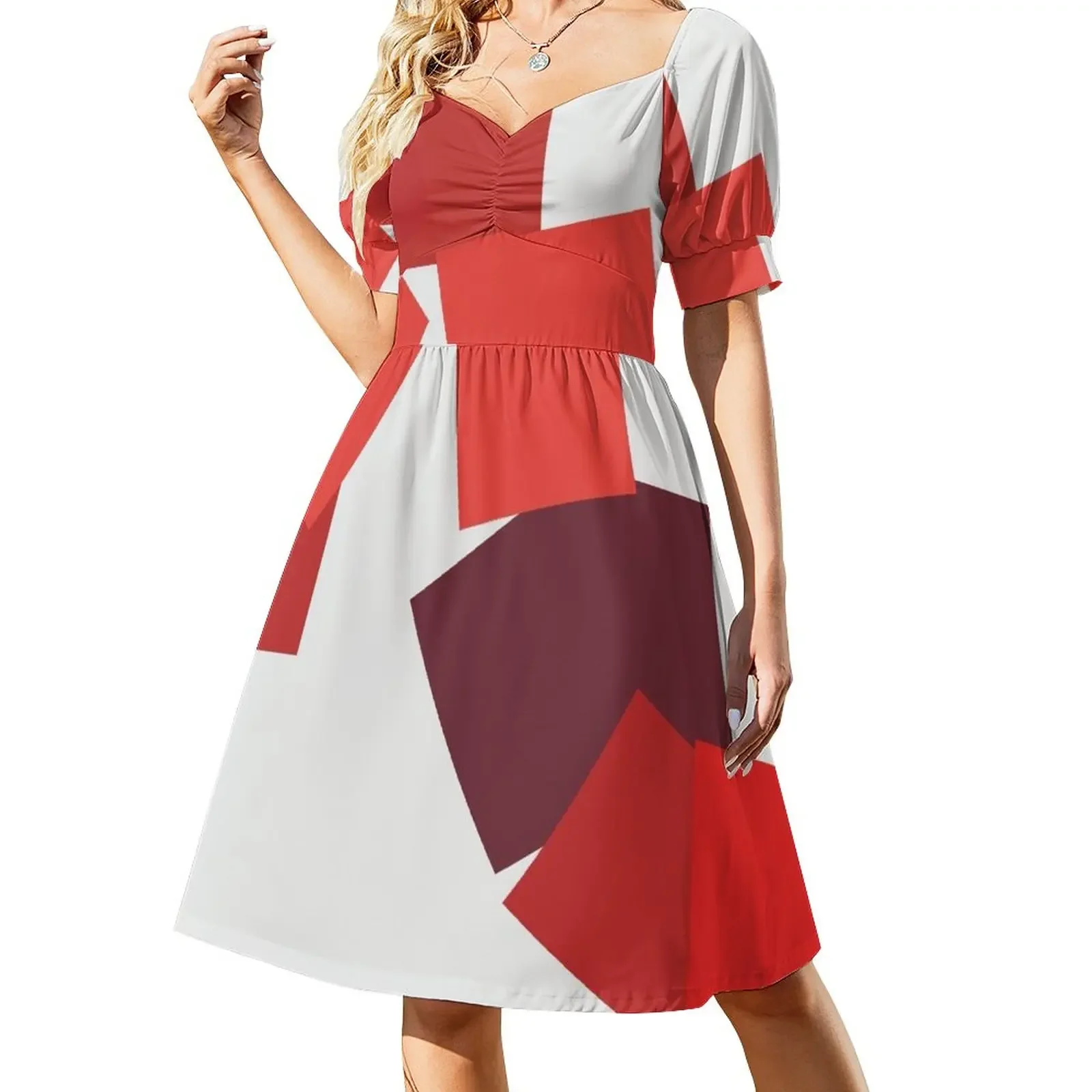 

Sainte Victoire in Rouge by Vera Molnar Short-Sleeved Dress Bridesmaid dress woman Long dress Aesthetic clothing