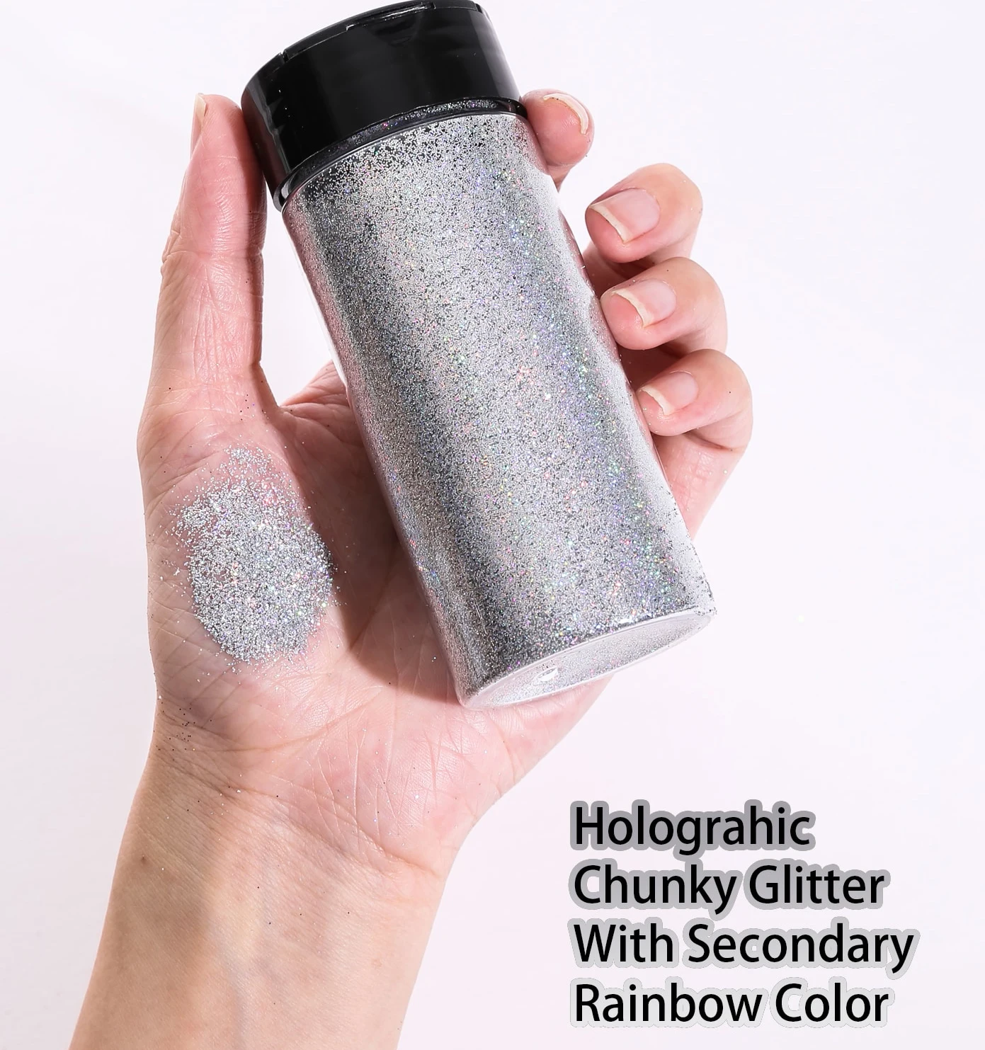 Paillettes holographiques Ultra fines 80G/2.8OZ, flocons de paillettes en poudre de paillettes en résine 1/128 pouces, paillettes pour cheveux et visage