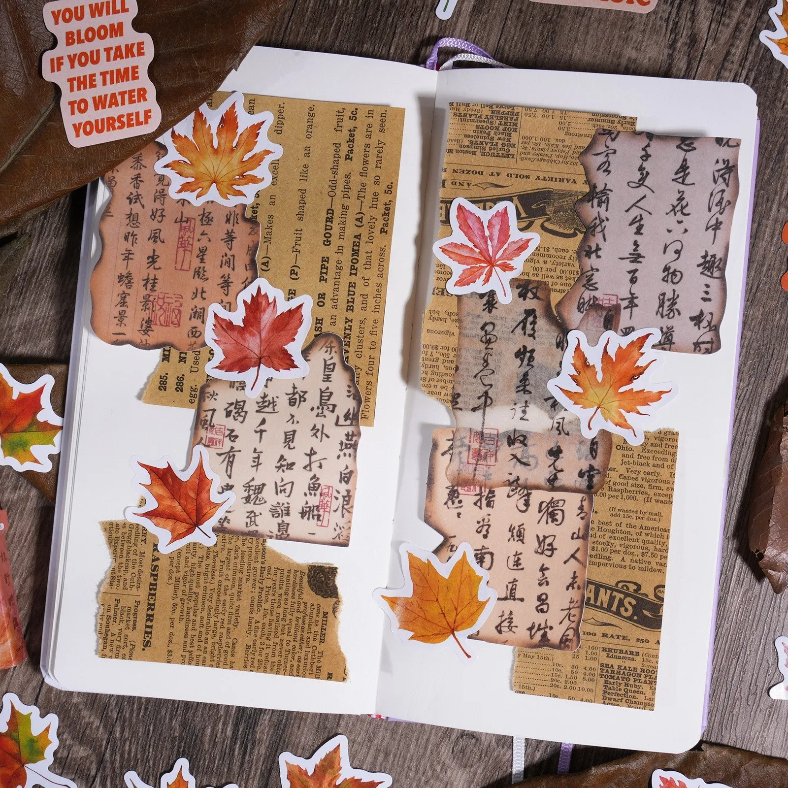 46 Pcs Fall Autumn Leaves Stickers Set Maple Leaves Stickers For Kids Cards Scrapbooking Gift Thanksgiving Theme Party Supplies