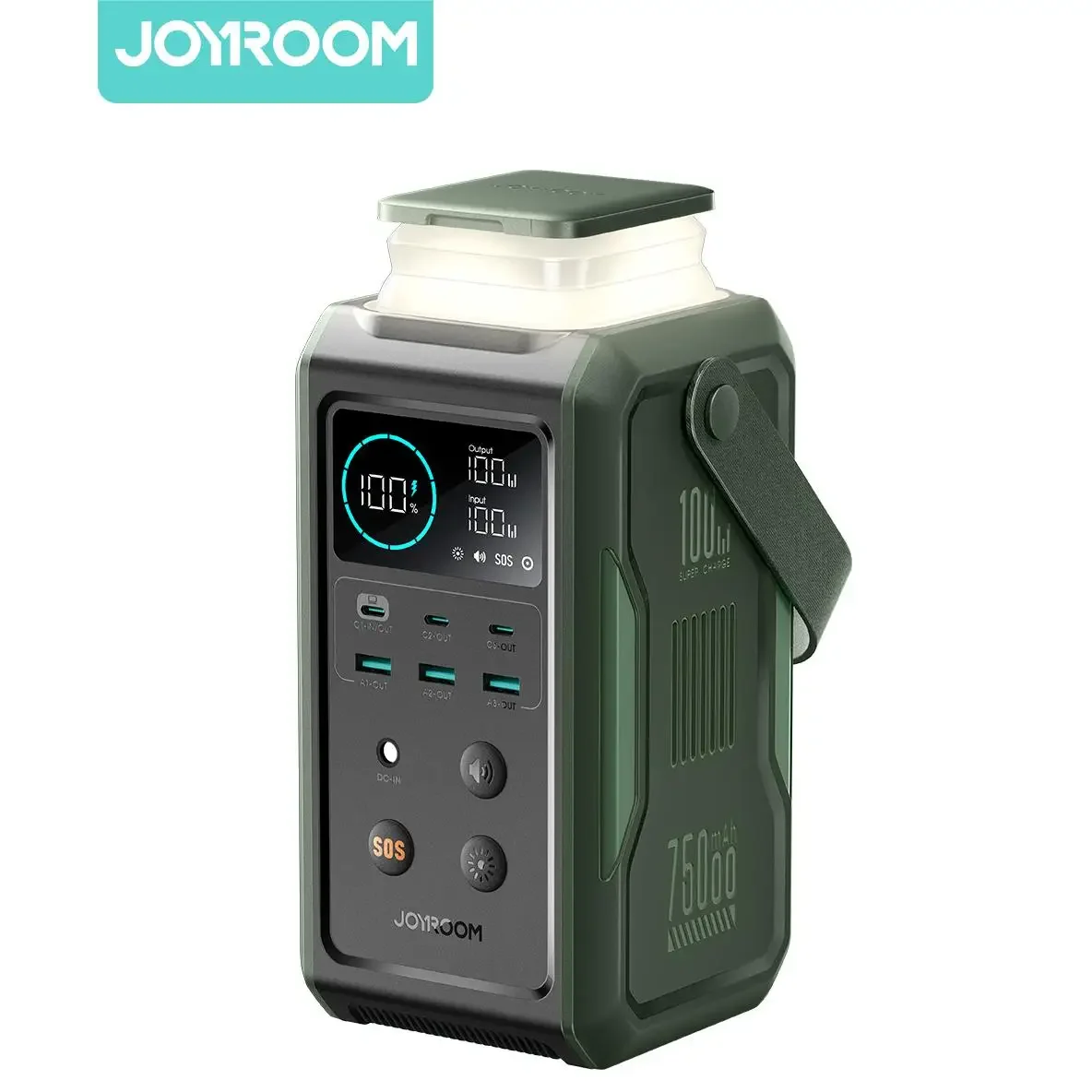 Joyroom New Design quality 100W Large Capacity 75000mAh  Green Power bank Station with Telescopic Light