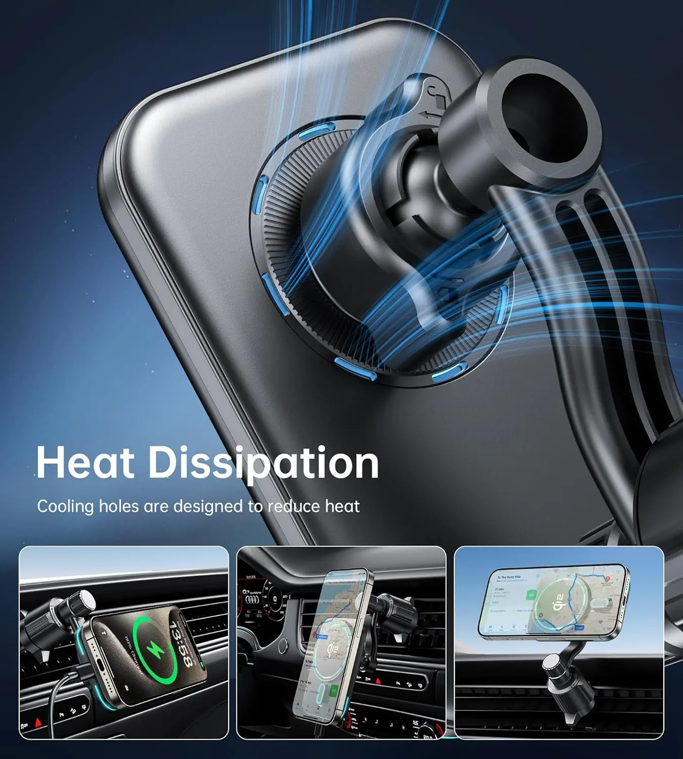 Car Phone Holder for Qi2 15W MagSafe Wireless Car Charger Air Vent Magnetic Stands Mount for iPhone 16/1514/13/12 Pro Max Plus