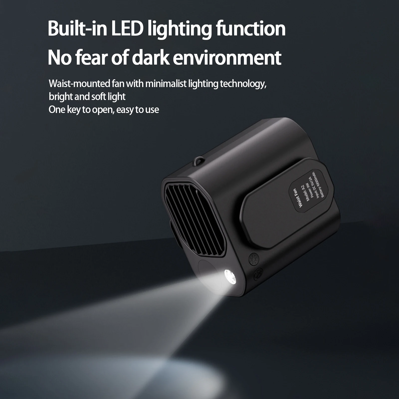 Kipas pinggang Meja 3 kecepatan, kipas gantung Bank daya dapat diatur, kipas pendingin meja untuk kantor luar ruangan berkebun Backpacking bekerja