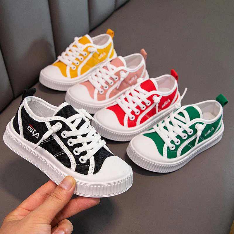 Children's Canvas Shoes 2022 Spring Autumn New Sneakers Boys and Girls Baby Parent-child Shoes Small Black Pink Red Shoes