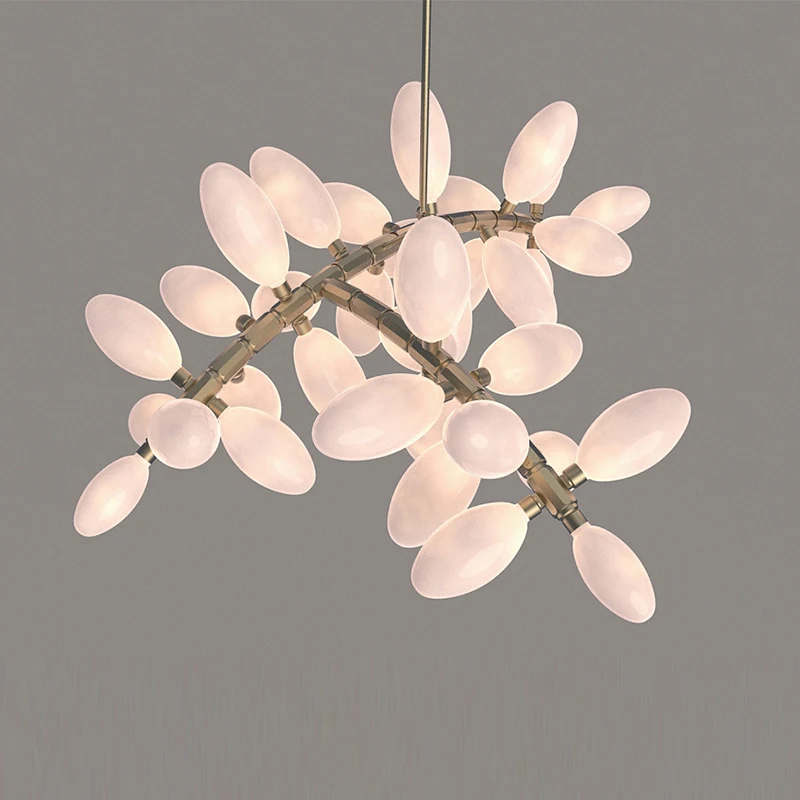 Nordic Grape Cluster Chandelier Metal Glass Brass Black Silvery Dimmable Ceilings Lustre for Restaurant Living Room