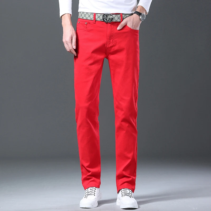 Solid Color Straight Fashion Business Casual Denim Trousers Man Stretch Washed Cowboy Pants Classic Trendy Men's Clothing Jeans