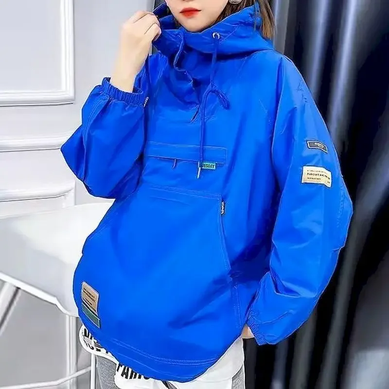 Fashion Hoodies Women Spring Autumn Trendy Klein Blue Hooded Jackets Oversized Pullover Hoodie Loose Casual Jacket Womens Coats