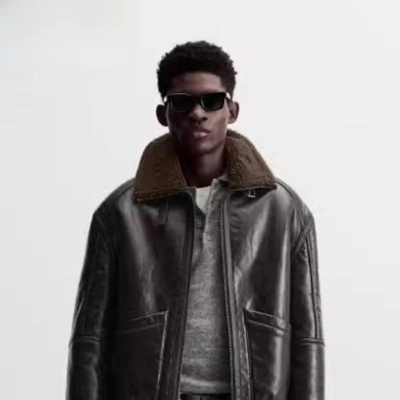 

Double-Sided Fake Leather Jaet Men's Loose Versatile Outerwear Autumn Winter New Arrival Faionable Youth Casual Sle