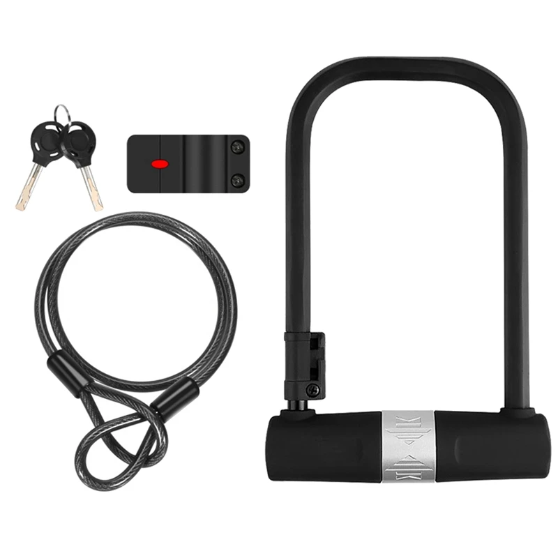 Large Bike U Lock With 4Ft Cable,Motorcycle Bicycle U Shape Lock,14Mm Bike Locks Heavy Duty Anti Theft Bike Tire Lock