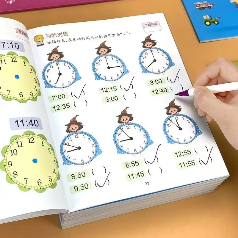 46 Pages Telling Time Math Workbook for Preschool Kids | Learn to Read Clocks, Hours & Minutes Practice Book for Kindergarten