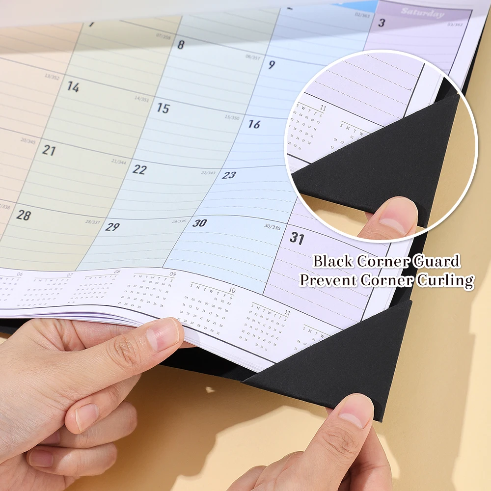 2026 calendário de parede mensal arco-íris design capa transparente planejador de grande formato (Jan-Dec 2026) para estudantes organização doméstica