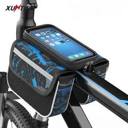 Xunting Bicycle Pannier Top Front Tube Frame Bag Waterproof MTB Road Bike Storage 6.0 Inches Phone Case Cycling Bag Touch Screen