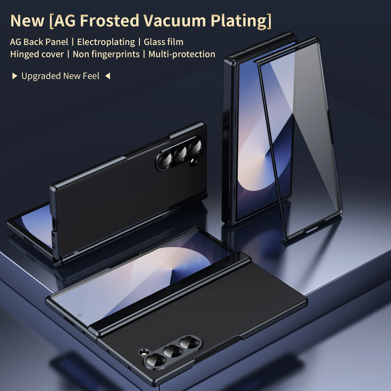 For Samsung Galaxy Z Fold 7 6 5 4 3 Plating Hinge Phone Case For Galaxy Z Fold 6 Outer Screen Glass Matte Shockproof Back Cover - Image 2