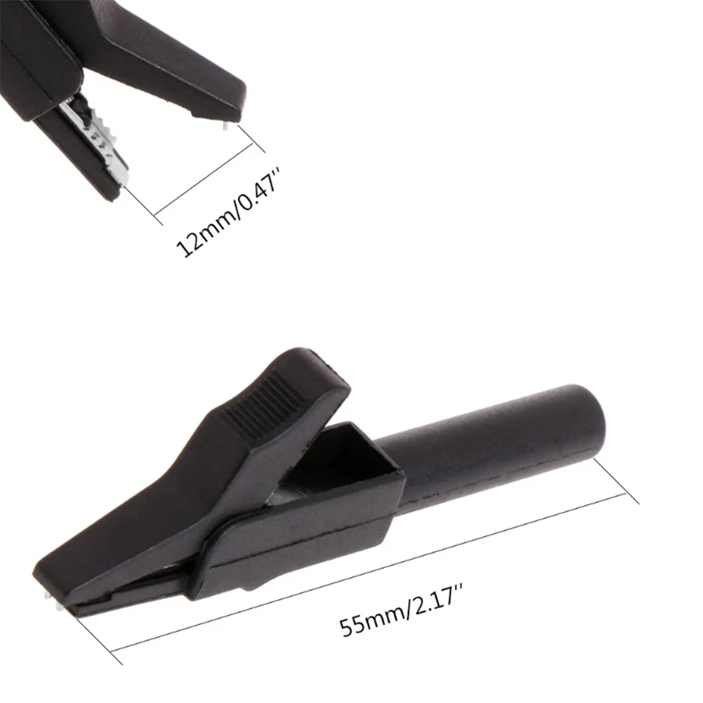 2Pcs Full Protective For Alligator Clips Crocodile Clamp Nickel Plated Brass 300V 15A 12mm Jaw For Multimeter Voltage Tester