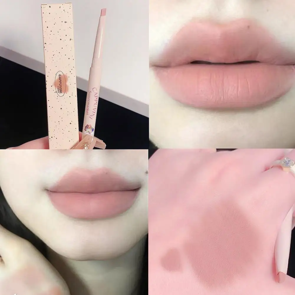 5 Colors Matte Lip Liner Lipstick Pen Long Lasting Cosmetics Non-stick Lipliner Makeup Pencil Soft Smooth Velvet Cup Waterproof