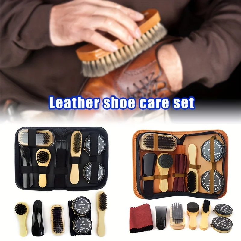 Care set. Shoe polish set, leather shoe care set, parade shoe care set