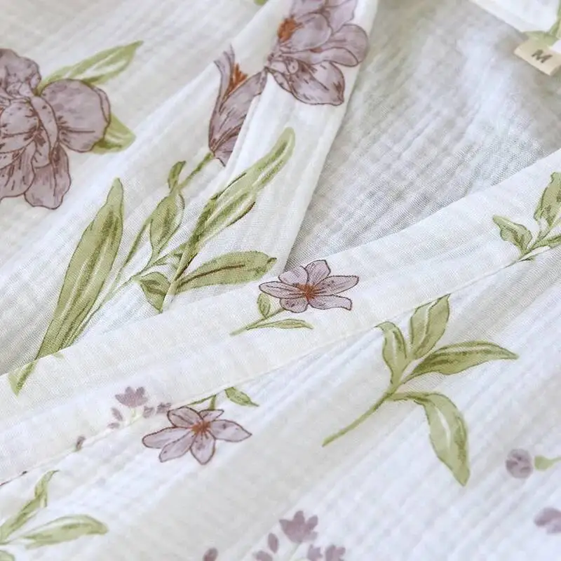 

Разноцветное кимоно, халат, пижама, одежда для женщин, летние хлопковые халаты с цветочным принтом и половиной рукава, милые потные халаты на пару