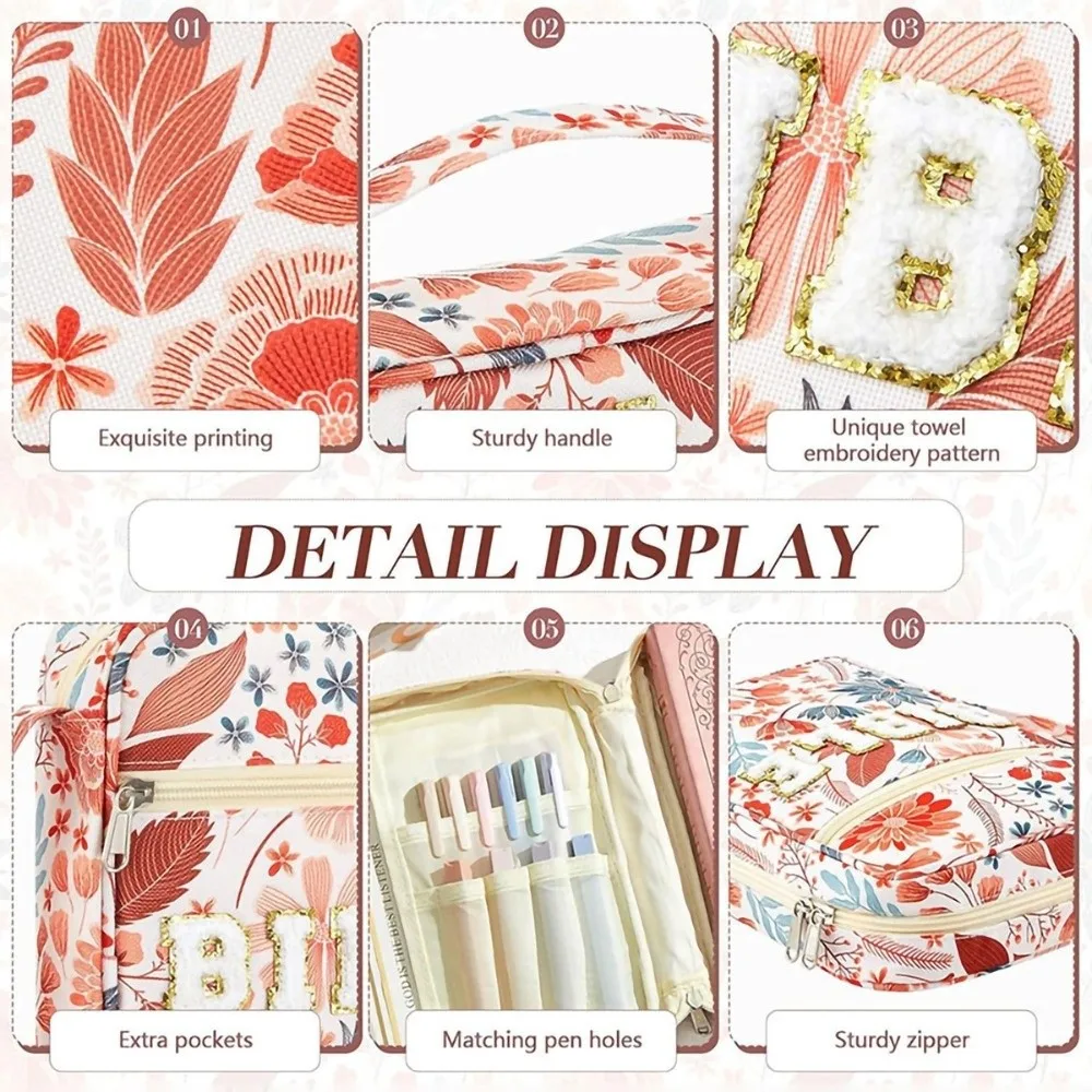 

Portable Dustproof Book Storage Bag Flora Large-capacity Bible Cover Case Pouch Zipper Floral Study Bag Office