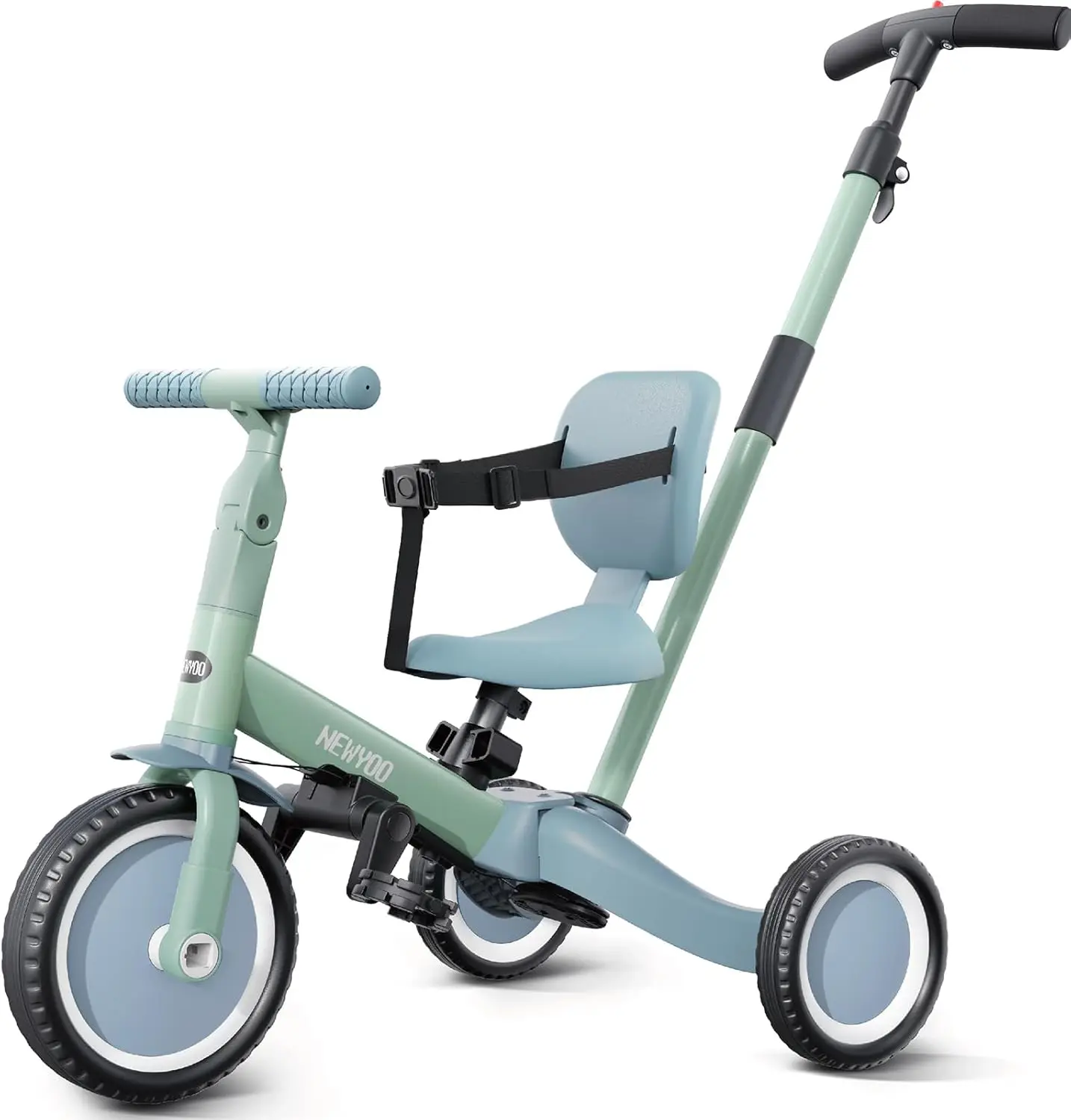 دراجة ثلاثية العجلات للأطفال الصغار مع مقبض دفع لعمر 1-3 سنوات، دراجة للأطفال الصغار، هدايا عيد الميلاد وألعاب للأولاد والبنات، دراجة ثلاثية للأطفال 5 في 1،