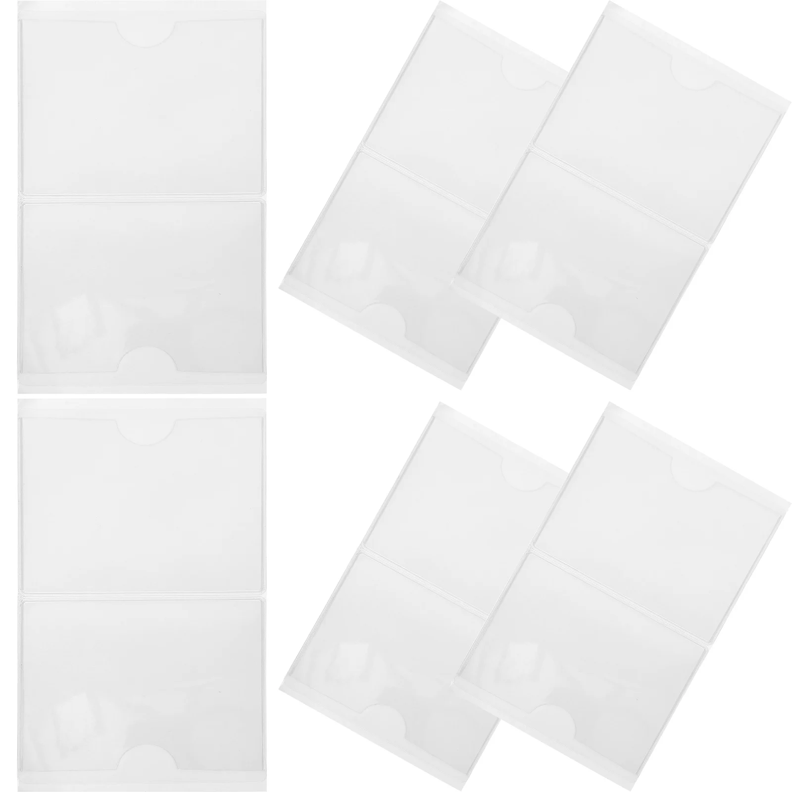 12pcs Self Adhesive Label Card Clip Pocket Holder Clear PVC Material Storage Labels Sleeves 9x7 5cm Office Home Organization