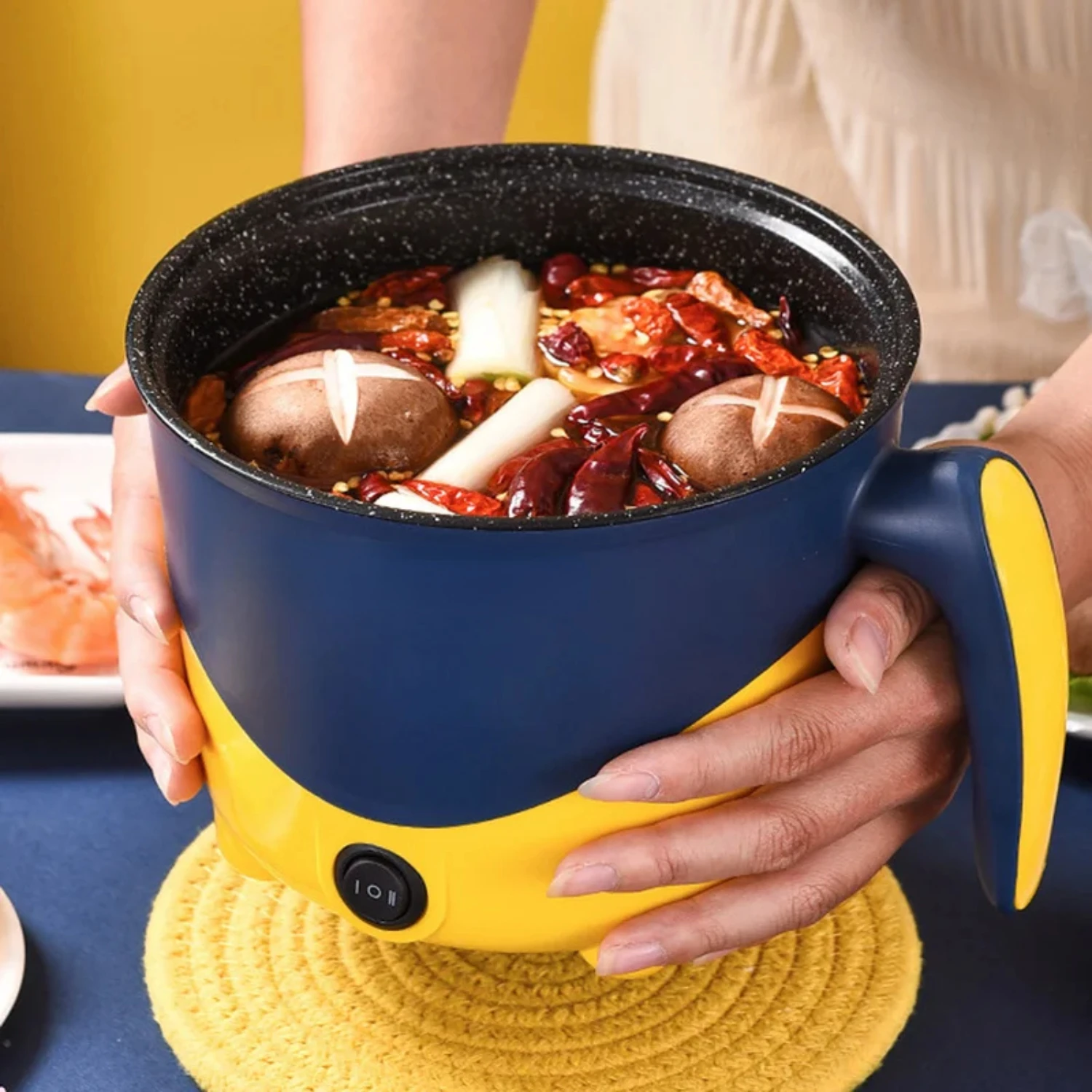 Mini  Cooking Non-stick Cooking 1-2 People Hot Pot Double Layer Mini Non-stick Pan Multifunction  Cooker Househ