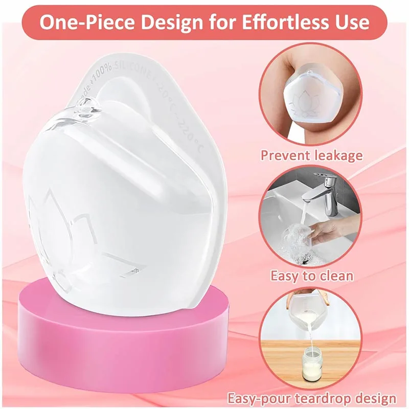 

Silicone Breast Milk Collector with Stand& Scale-Wearable Soft Breast Shell,2oz/60ml Reusable Nursing Cups,Breastmilk Saver