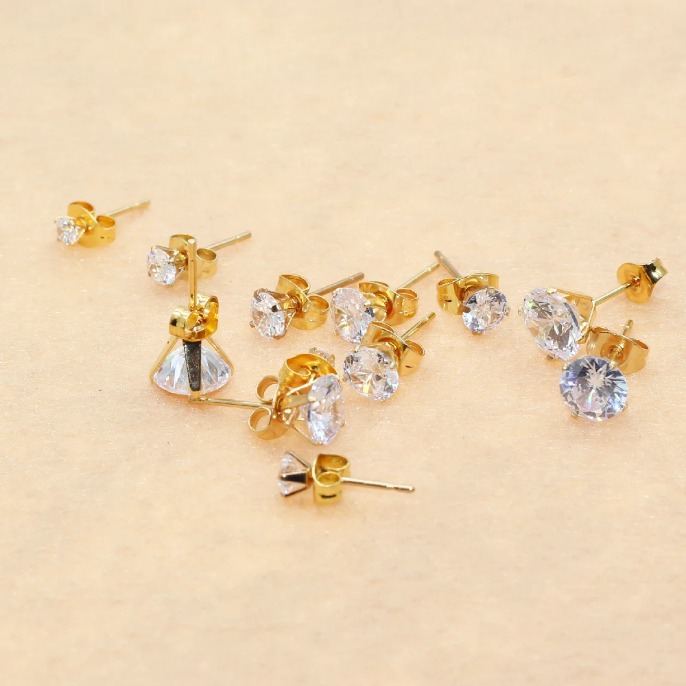 1 # Ohrringe mit AAA, rundem, sauberen Zirkon, Edelstahl-Ohrring, IP-Beschichtung, kein Verblassen, allergiefrei, hochwertiger Schmuck – Detail 7